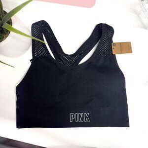 Victoria's Secret PINK Active Sports Bra Black New With Tags Size Small Mesh